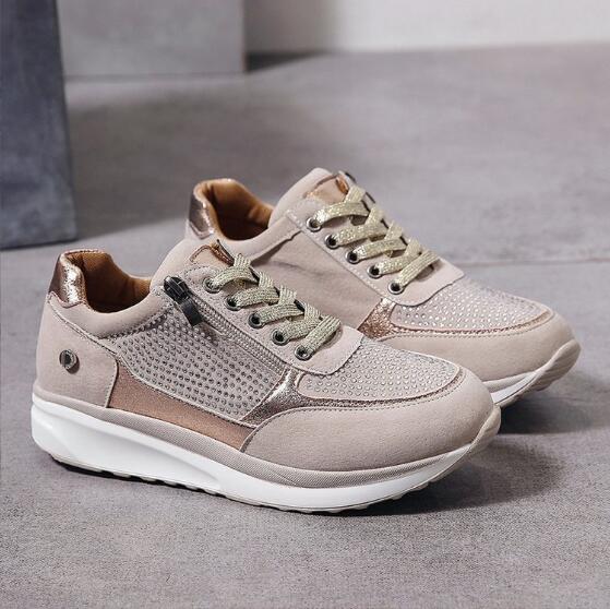 Smarte Metallic Sneakers til Kvinder | Komfortable Modesko med Lynlås