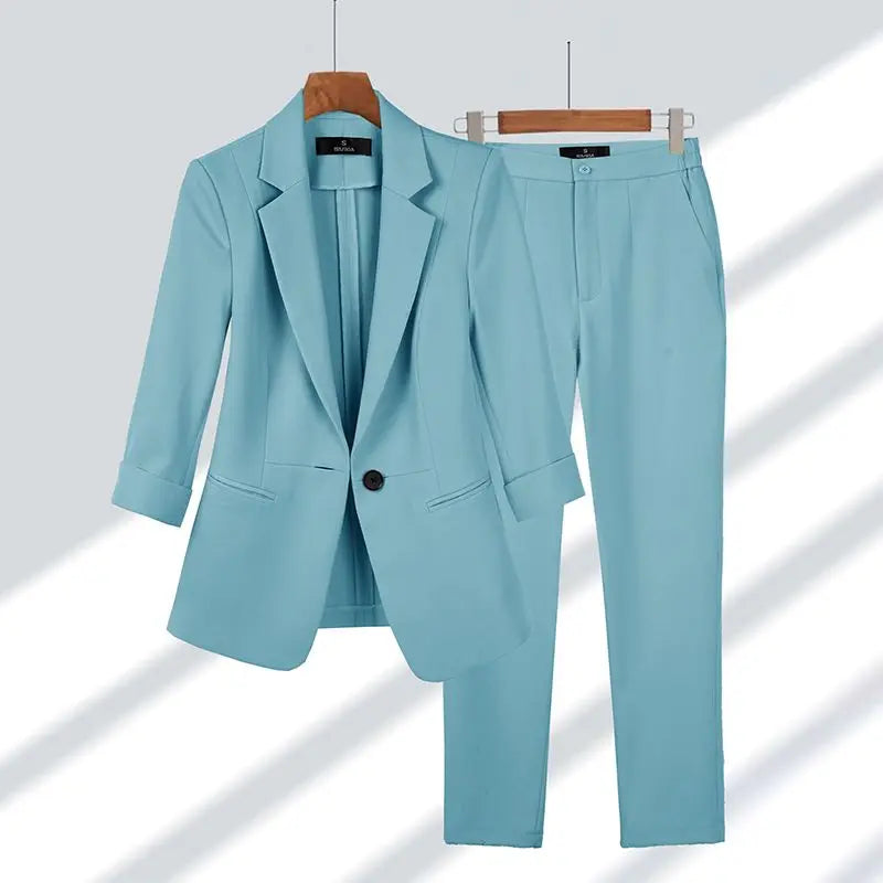 Dame Blazersæt | Skræddersyet Pasform | To-Delt Sæt med Blazer & Bukser