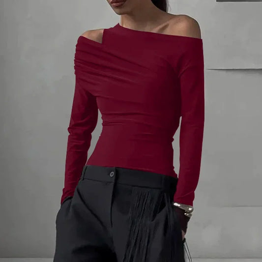 Kvinders Off-Shoulder Langærmet Top | Slim Fit | Elegant & Moderne