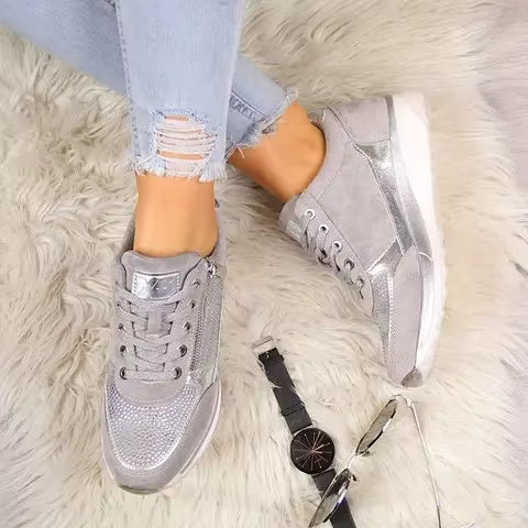 Smarte Metallic Sneakers til Kvinder | Komfortable Modesko med Lynlås