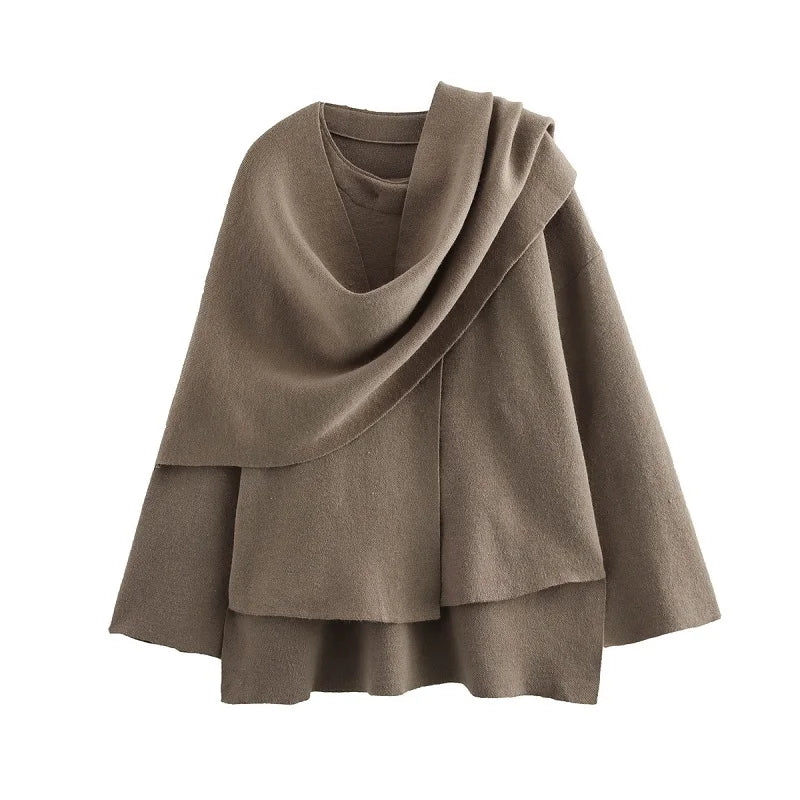 Asymmetrisk damejakke med sjalkrave | Blød pluchekvalitet | Elegant lagdelt design