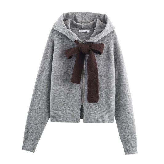 Hoodie-cardigan til kvinder | Dekorativ knude | Afslappet fit
