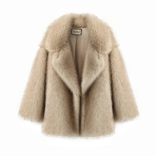 Kvinders Oversized Pelsjakke i Imitationspels | Tykt Design | Elegant og Varm til Vinter