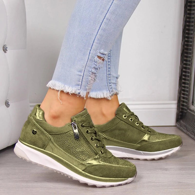 Smarte Metallic Sneakers til Kvinder | Komfortable Modesko med Lynlås