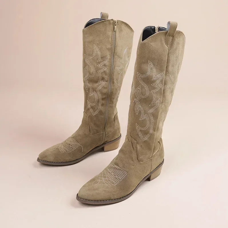 Klassiske cowboy-støvler til kvinder | Broderede detaljer | Pointed toe & stabil hæl