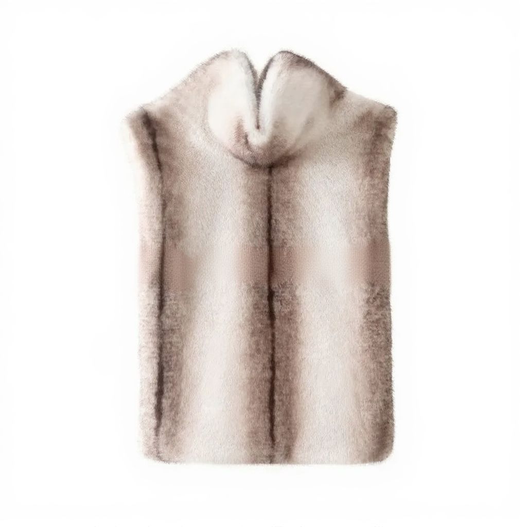 Kvinders Imitationspels Vest med Høj Krave | Ærmeløs Design | Elegant og Varm til Efterår og Vinter