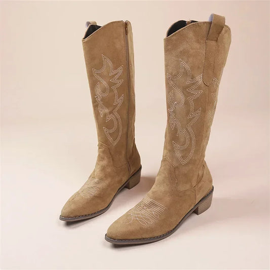 Klassiske cowboy-støvler til kvinder | Broderede detaljer | Pointed toe & stabil hæl