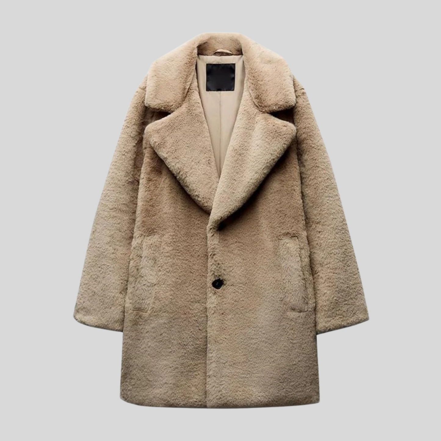 Klassisk dame frakke i blødt teddystof | Varm og elegant | Tidløst design