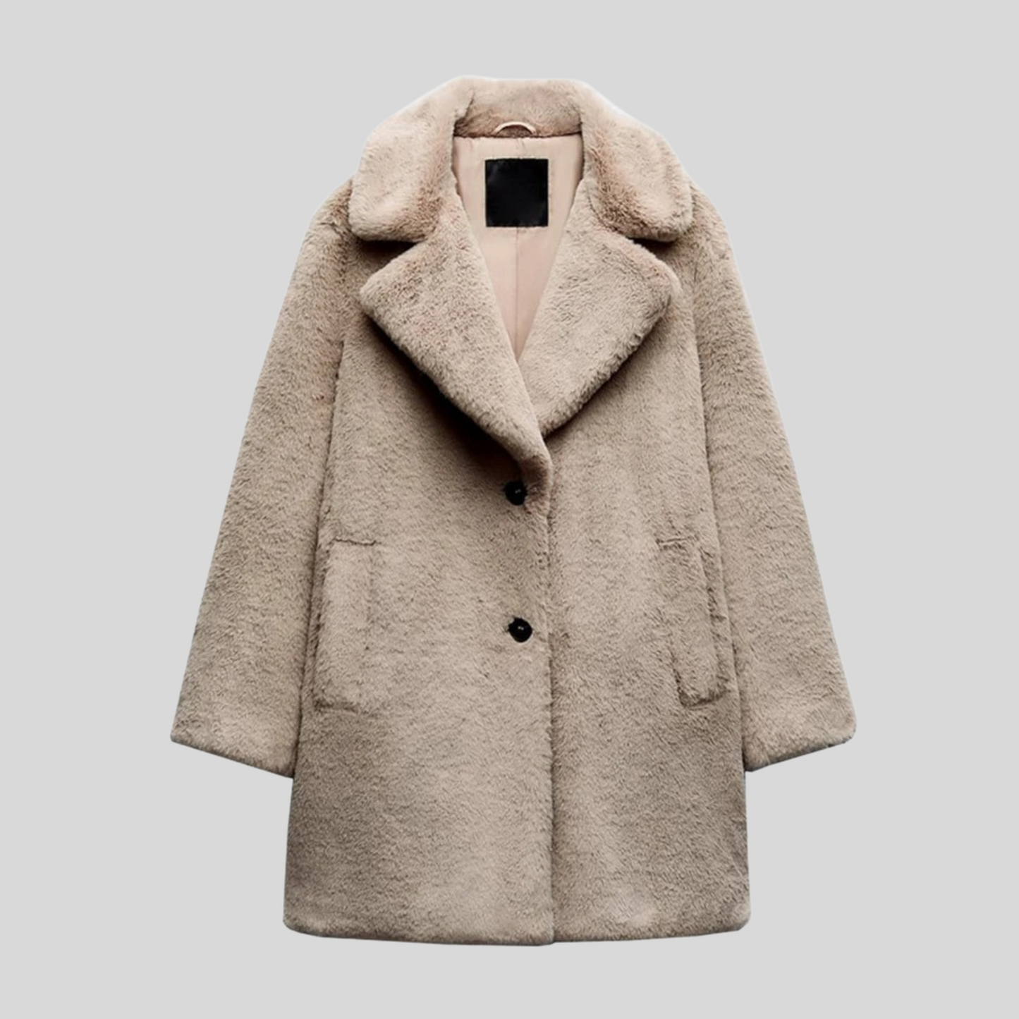 Klassisk dame frakke i blødt teddystof | Varm og elegant | Tidløst design