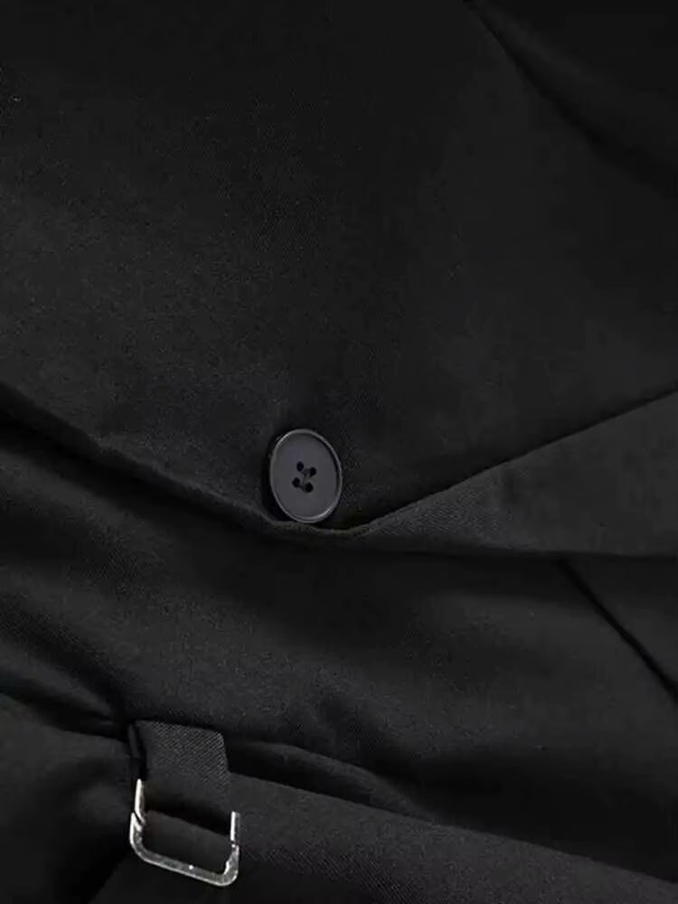 Stilfuld Blazer til Kvinder | Elegant Lang Blazer med Justerbart Taljebånd