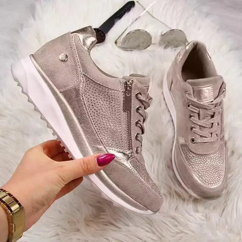 Smarte Metallic Sneakers til Kvinder | Komfortable Modesko med Lynlås