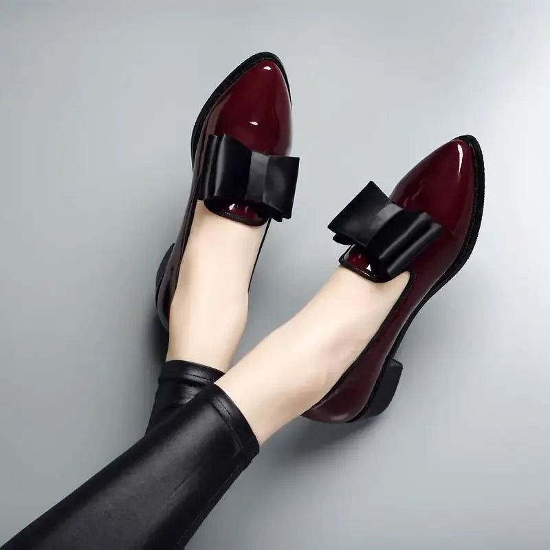 Kvinders Loafers med Sløjfedetalje | Spids Tå | Elegante Laksko til Hverdag og Kontor