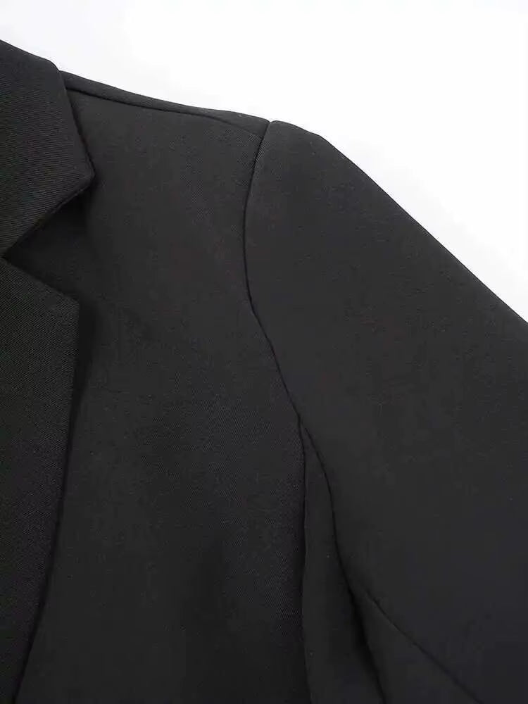 Stilfuld Blazer til Kvinder | Elegant Lang Blazer med Justerbart Taljebånd