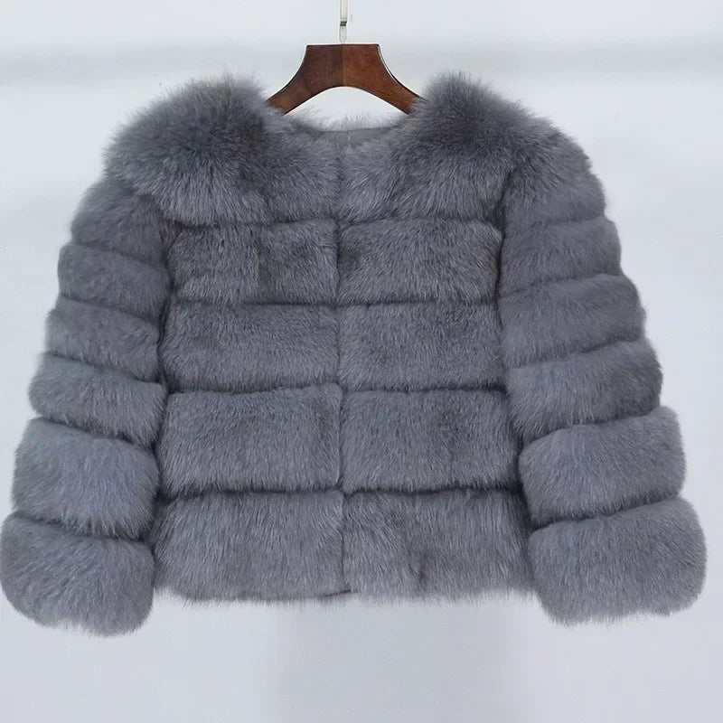 Kort faux fur jakke til kvinder | Varm vinterjakke | Elegant luksusdesign