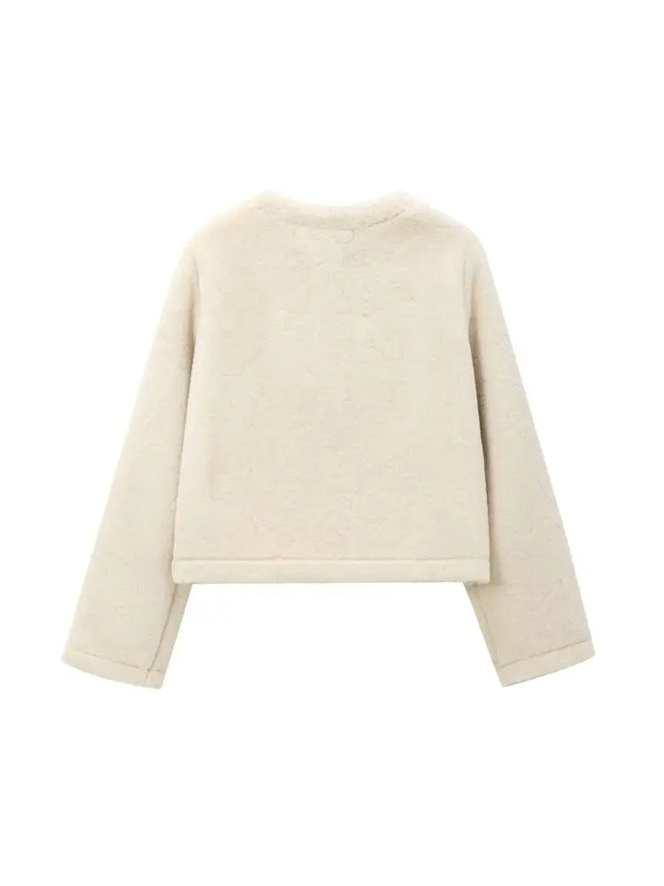 Kvinders faux fur jakke | Blød og varm teddyjakke | Kort model med frontlukning