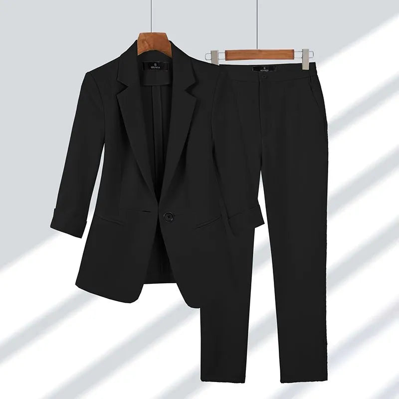 Dame Blazersæt | Skræddersyet Pasform | To-Delt Sæt med Blazer & Bukser