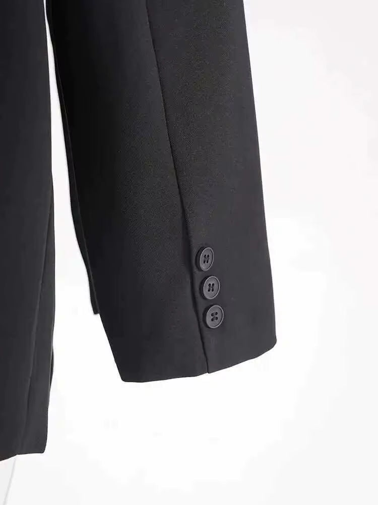 Stilfuld Blazer til Kvinder | Elegant Lang Blazer med Justerbart Taljebånd