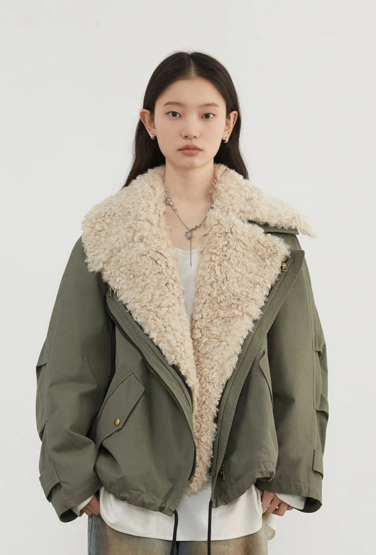 Kvinders Foret Jakke med Pelskrave | Løs Pasform