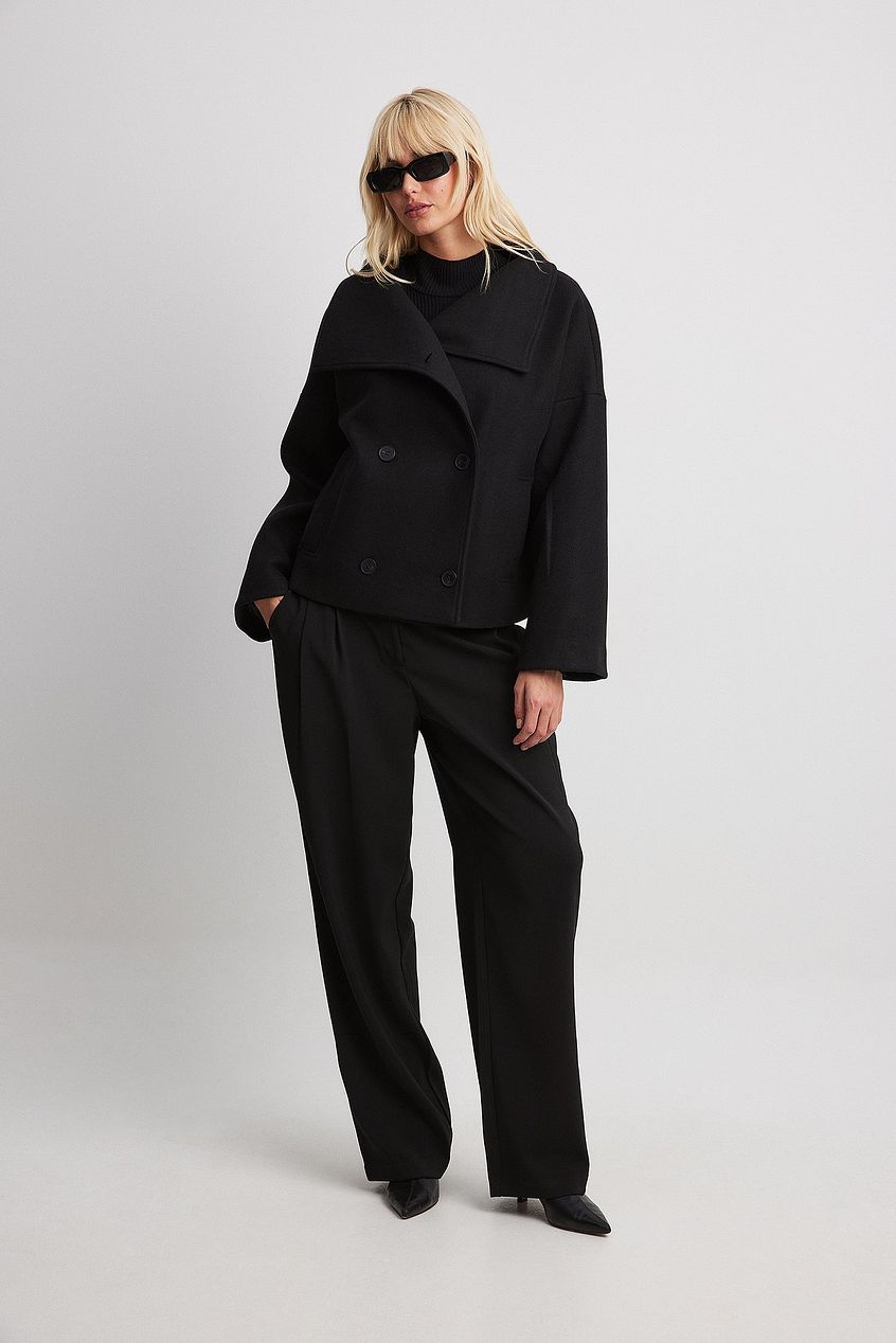 Dame Jakke | Kort | Uldblanding | Dubbelknappet Design