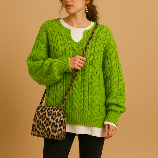 Dame sweater med V-hals | Blødt strik i afslappet pasform