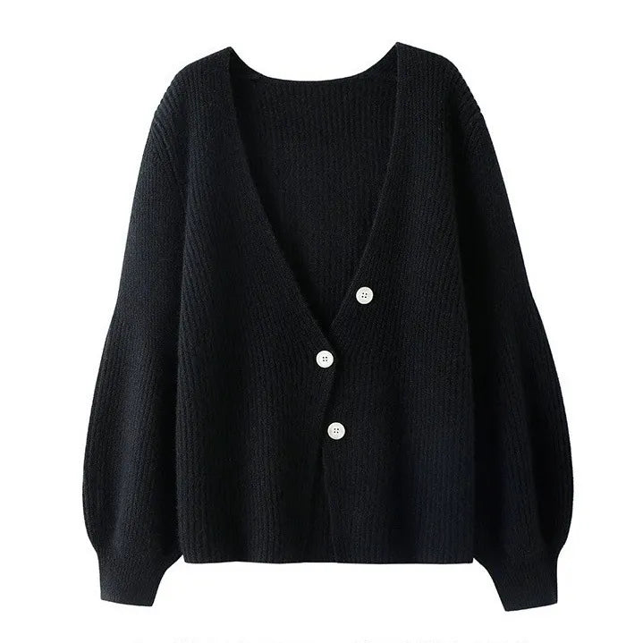 Dame Cardigan | Ribstrikket | Blød Akrylblanding | V-Hals