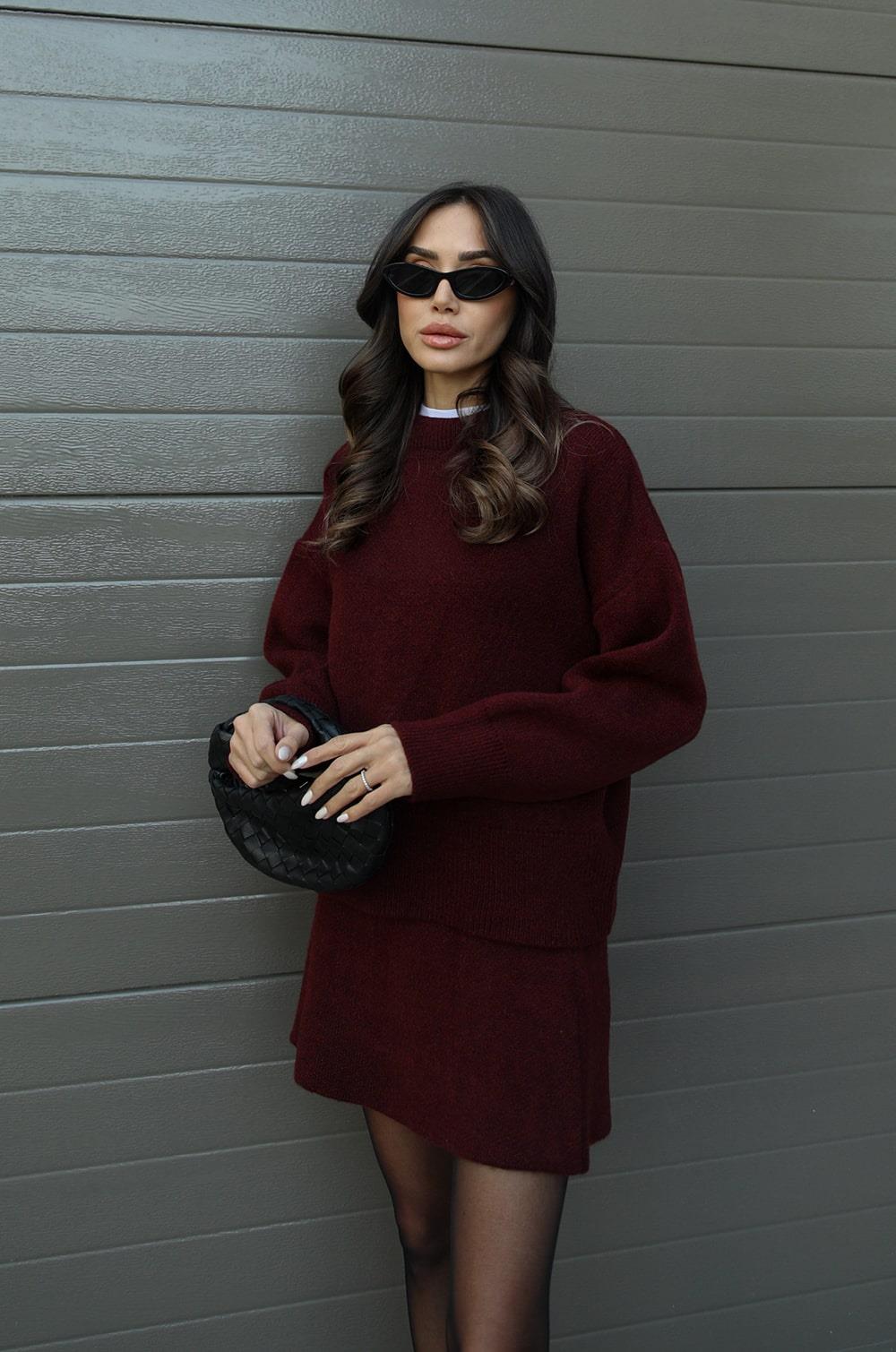 Elegant Strikket Sæt til Kvinder | Aïda To-delt Outfit med Top og Nederdel