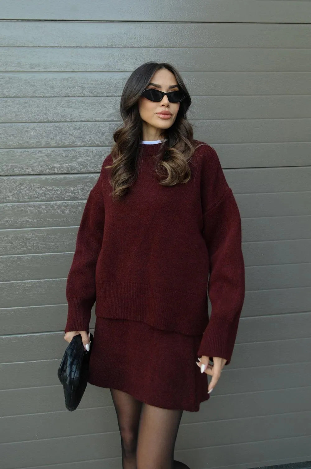 Elegant Strikket Sæt til Kvinder | Aïda To-delt Outfit med Top og Nederdel