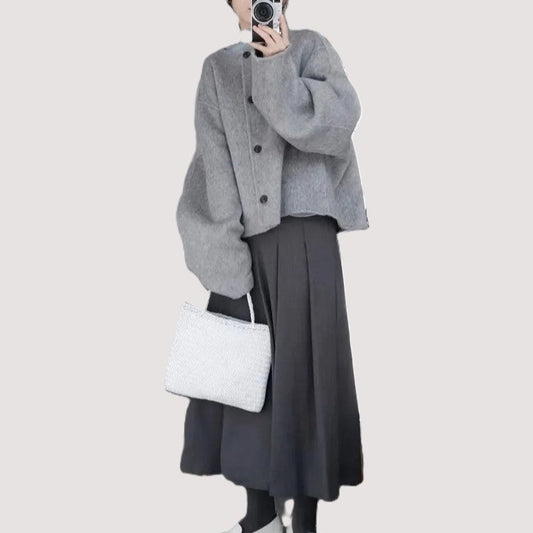 Dame Overcoat | Knappet | Løs Pasform | Lange Ærmer