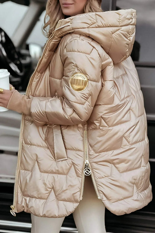 Elegant Puffer Vinterjakke til Kvinder | Polstret Jakke med Hætte og Lynlås