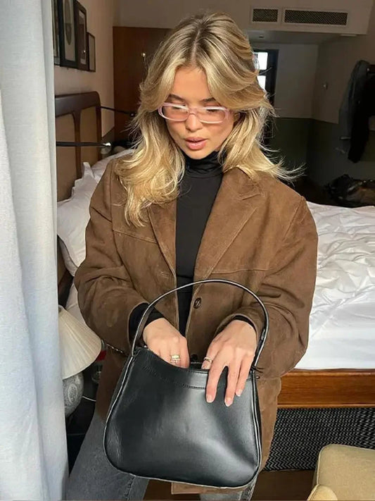 Elegant Damejakke til Efterår | Suede Look | Tidløst Design & Komfortabel Pasform