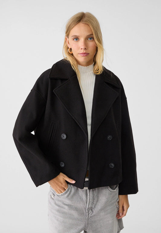 Kort Damefrakke med Dobbelt Knaplukning | Klassisk Design | Varm & Elegant til Efterår & Vinter