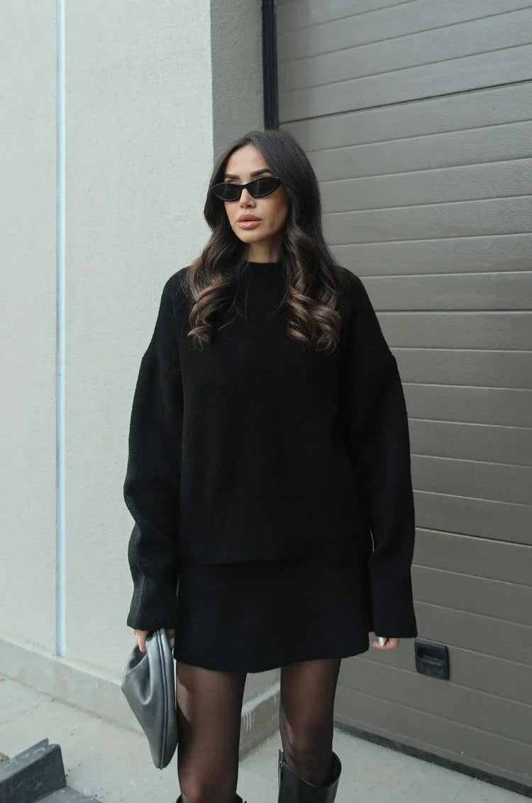 Elegant Strikket Sæt til Kvinder | Aïda To-delt Outfit med Top og Nederdel