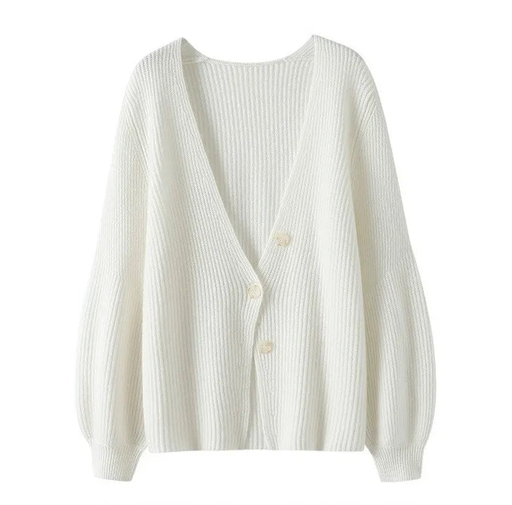 Dame Cardigan | Ribstrikket | Blød Akrylblanding | V-Hals