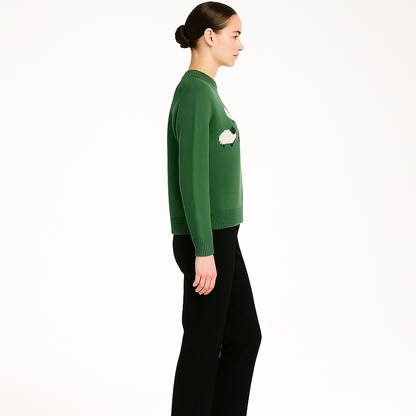 Vinterstriktrøje til Kvinder | Blød Vintage Sweater med Fårmotiv