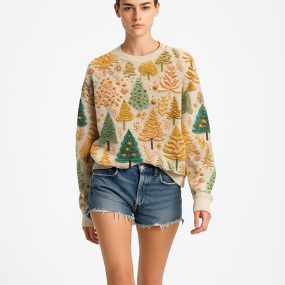 Dame julesweater med blødt strik og julemotiv | Hyggelig og elegant til vinter