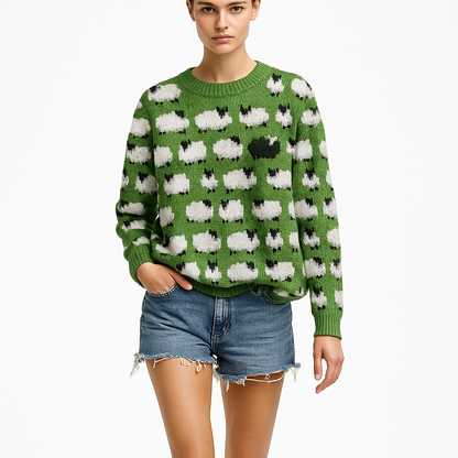 Dame julesweater med blødt strik og julemotiv | Hyggelig og elegant til vinter