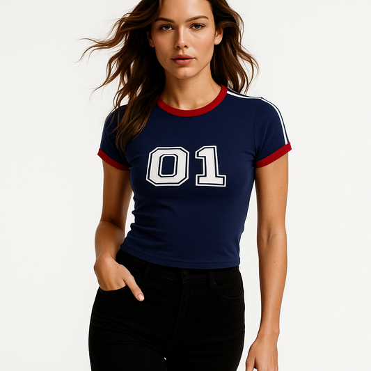 Kortærmet T-shirt til kvinder | Sporty farveblok design