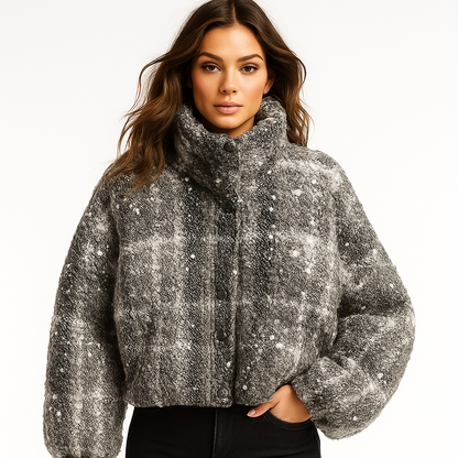 Eksklusiv Tweed Dunkåbe Med Pailletdetaljer