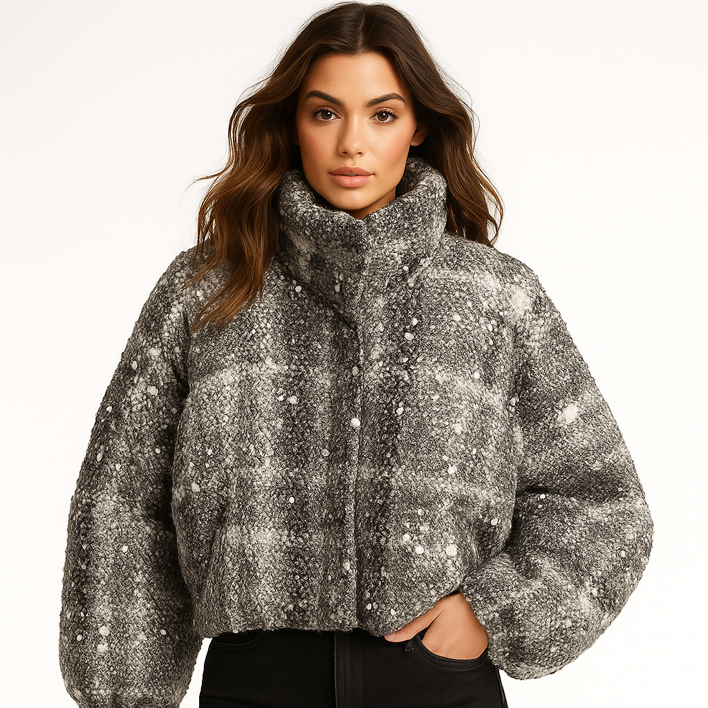 Eksklusiv Tweed Dunkåbe Med Pailletdetaljer