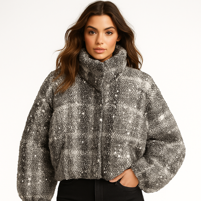 Eksklusiv Tweed Dunkåbe Med Pailletdetaljer