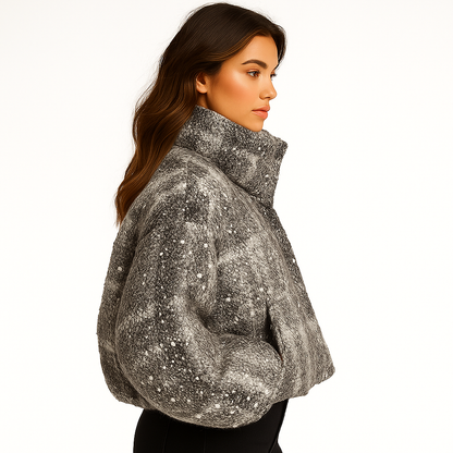 Eksklusiv Tweed Dunkåbe Med Pailletdetaljer