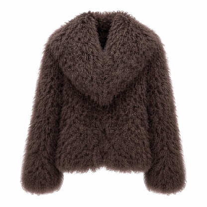 Jakke i ægte Mongolian sheep fur til kvinder