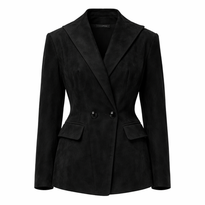 Vintage ruskindsblazer i ægte fåreskind til kvinder