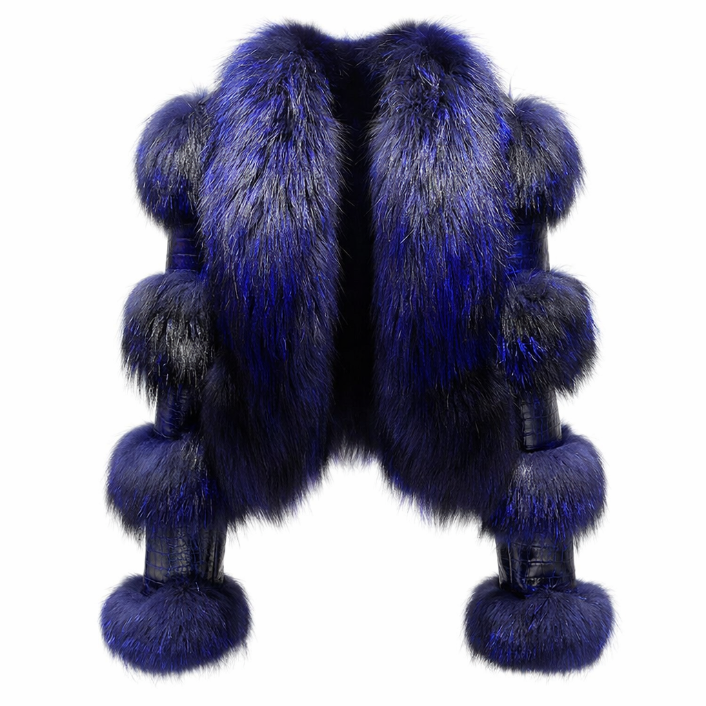 Kort jakke i ægte læder med luksuriøse pelsdetaljer