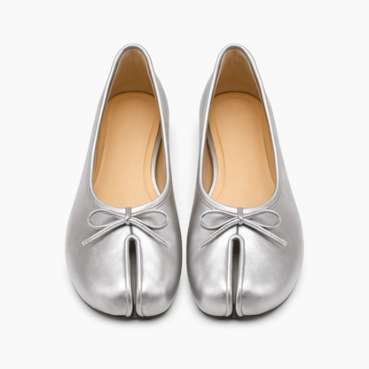 Flade loafers til kvinder | Split-tå | Elegant slip-on sko med sløjfedetalje