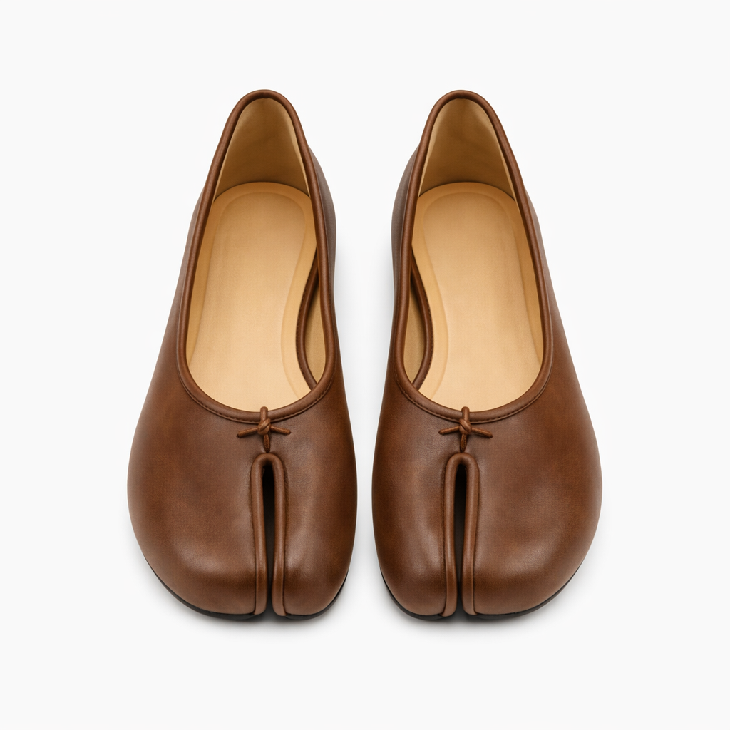 Flade loafers til kvinder | Split-tå | Elegant slip-on sko med sløjfedetalje