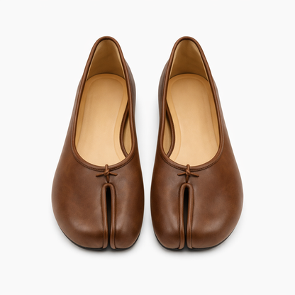 Flade loafers til kvinder | Split-tå | Elegant slip-on sko med sløjfedetalje