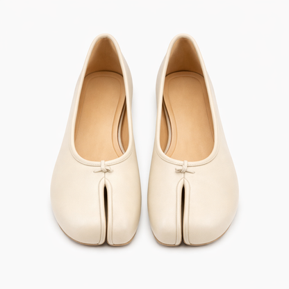 Flade loafers til kvinder | Split-tå | Elegant slip-on sko med sløjfedetalje