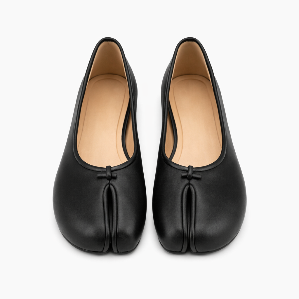 Flade loafers til kvinder | Split-tå | Elegant slip-on sko med sløjfedetalje