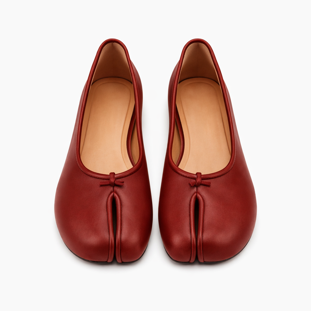 Flade loafers til kvinder | Split-tå | Elegant slip-on sko med sløjfedetalje